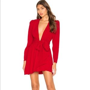 NBD Edie Plunge Mini Dress in Candy Red